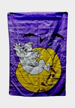 Halloween Decorative Flag Purple Ghost &amp; Moon Vintage 28x39” - £9.64 GBP