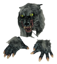 Halloween Wolfman Costume Facemask Paws Gloves Mens One Size Juniors Werewolf - £20.29 GBP