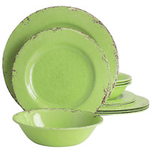 Gibson Mauna 12 Piece Melamine Dinnerware Set in Crackle Green - $51.95