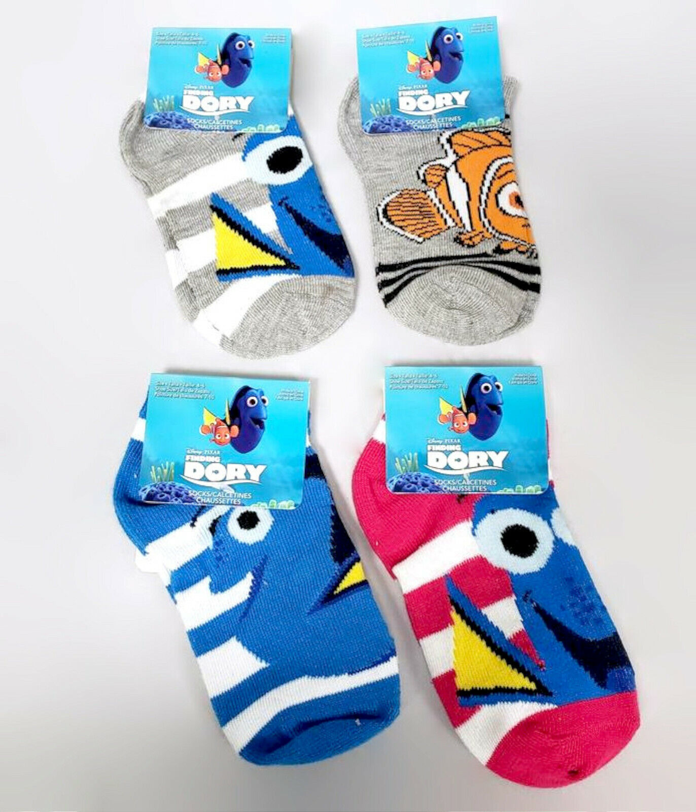 NEW Disney Pixar Finding Dory Unisex Kids' Socks Set (4 Pairs) Sock Size: 4-6 - $8.42
