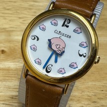 Vintage Clickers Quartz Watch Women Boy Gold Tone Japan Movt Leather New Battery - £16.33 GBP