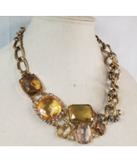Vintage Talbot Gold Tone Cut Crystal &amp; Resin Statement Necklace - $870.06 MXN