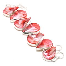 Red Mother Of Pearl Gemstone Handmade Ethnic Gifted Bracelet Jewelry 7-8&quot; SA 771 - £6.26 GBP
