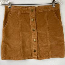 Altar&#39;d State Corduroy Snap Front Mini Skirt Womens XS Camel Pockets Stretch - £8.48 GBP