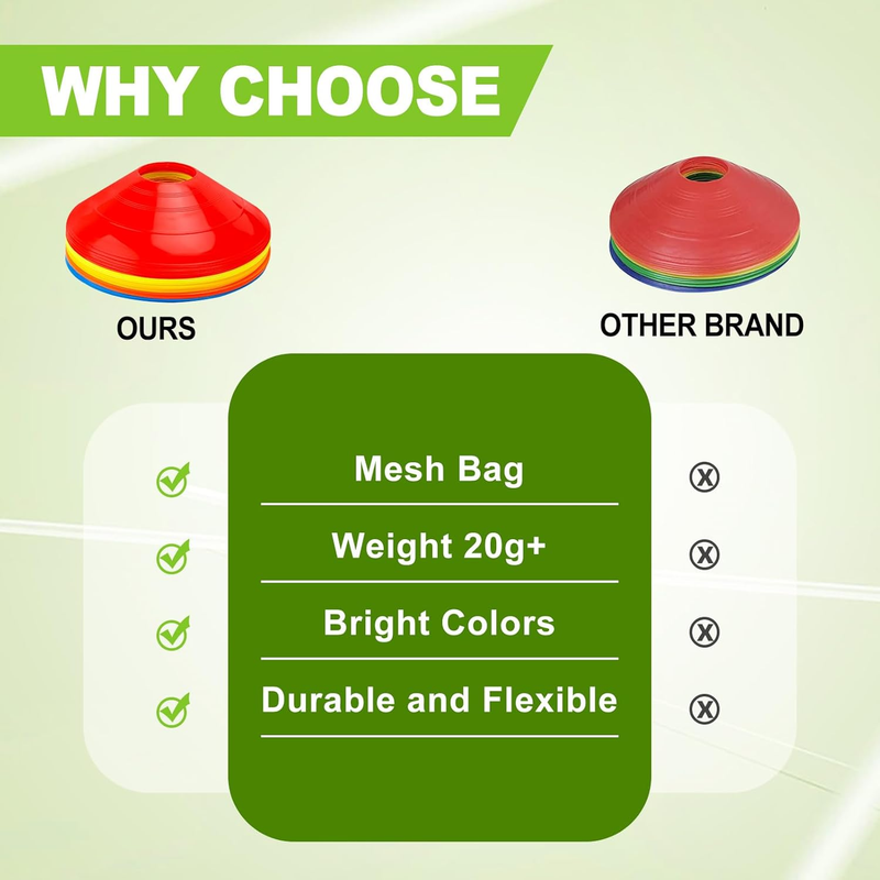 Ashsajkd(Set of 25/50/100 - Agility Soccer Cones with Carry Bag and for , Footba Item image 6