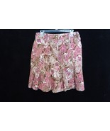 Ann Taylor LOFT Pink Brown Floral  Corduroy Skirt Size 8 Fitted Flared Hem - $19.75