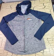 NFL Team Apparel Denver Broncos NFL Womens Gray Zip Up Hoodie Embroidered Size L - £15.25 GBP