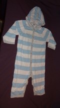 Blue White Striped Hooded Jumper Romper Size Newborn - 12 Months Baby Gap Boy&#39;s - £8.32 GBP
