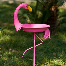 SMQLJXC 12.6&quot; W*39.4&quot; H Flamingo Bird Baths for Outdoor, Metal Bird Bath Bowl, B - £39.81 GBP