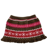 Gymboree Girls Sweater Skirt Sz 2T Brown Pink Heart Snowflake Ruffle Hem... - £9.34 GBP