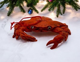 Vintage Clay Red Crab Christmas Tree Ornament Beach Ocean Life Coastal - £13.03 GBP