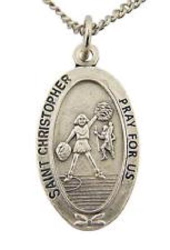 Cheerleading Medal Necklace with St. Christopher plus Two Free Prayer Cards - $10.36