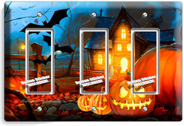 Halloween Ghost Pumpkins Gfi Triple Light Switch Wall Plate Cover Art Decoration - £14.95 GBP