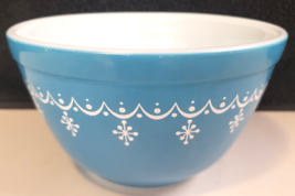 PYREX Vintage SNOWFLAKE GARLAND Blue w/White Print 1-1/2 Pint (#401) MIX... - £15.97 GBP