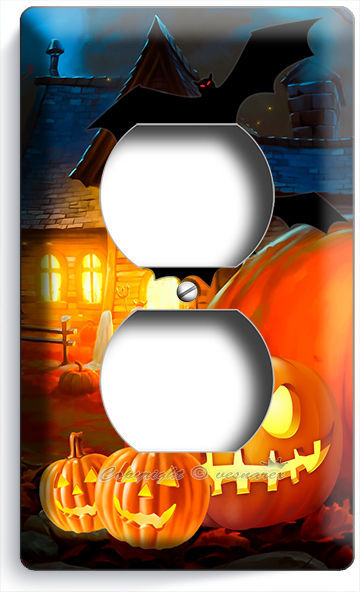 HALLOWEEN SCARY GHOSTS PUMPKINS DOPLEX OUTLET WALL PLATE COVER ROOM DECORATION - $9.29
