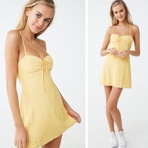 Forever 21 Women&#39;s Polka Dot Mini Dress Lined Soft Rayon Size S Yellow - £10.90 GBP
