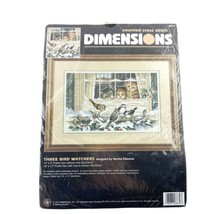 Dimensions Counted Cross Stitch Three Bird Watchers Kit 3839 14x9 in. Cats Birds - $19.26