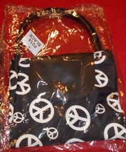 NEW Peace Small Tote Bag Black and White Peace Signs Original Packaging - $11.95