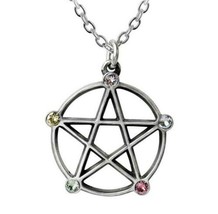 Alchemy Gothic Wiccan Elemental Pentacle 5 Elements Pentagram Necklace P786 - £17.82 GBP