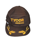 Tycor Herbicide Brown VTG Hat Cap 5 panel Gold leaf bouquet USA Strapbac... - $15.73