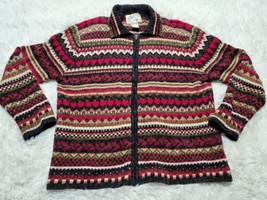 Heirloom Collectibles Cardigan Sweater Womens L Fair Isle Full Zip Geome... - £14.29 GBP