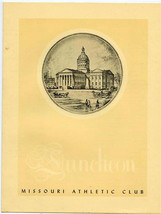 Missouri Athletic Club 1958 Menu St Louis Courthouse 1962 - £27.29 GBP