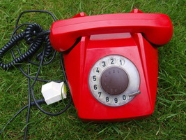 RARE VINTAGE SOVIET CZECHOSLOVAKIA ROTARY DIAL PHONE TESLA RED COLOR 1974 - £42.76 GBP