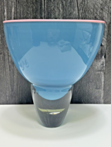 Young &amp; Constantin Art Glass Blue Purple Tall Centerpiece Pedestal Bowl ... - £115.98 GBP