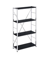 Black Chrome 4-Tier Rectangular Bookshelf - Modern Storage - $2,432.37 MXN