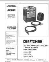 Craftsman 113.201892 Arc Welder Owners Instruction Manual - £15.20 GBP