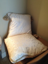 Set of 2 soft 20" decorative pillows cream patterned 2 tassel - $64.99