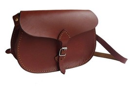 Medium Saddle Leather Sling bag in Dark Terracota Color Veggie Tanned Slig Bag - £45.74 GBP