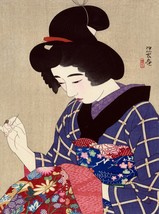 2479 Japanese girl sewing.Asian design vintage Poster.Oriental Decorative Art. - £12.69 GBP+