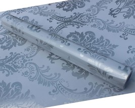 Upgrade Thickening White Silver Damask Wallpaper Peel And Stick Wall Paper - £27.04 GBP