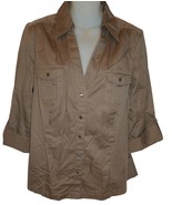 Ann Taylor Womens Button Down 3/4 Sleeve Cotton Blouse Shirt Top Size 12 - $26.45