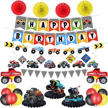 Monster Truck Birthday Party Supplies Monster Truck Birthday Banner Tr - £25.71 GBP