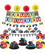 Monster Truck Birthday Party Supplies Monster Truck Birthday Banner Tr - £26.54 GBP