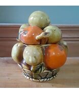 Vtg Inarco Covered Jam Jar Sugar Bowl W/Spoon 3D Retro Fruit Basket A1 - $259.41 MXN