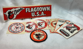 VTG Baltimore Orioles O&#39;s Fan Lot Bumper&amp; Round Stickers Patch 1970&#39;s Schedules - £46.89 GBP