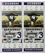 2 VANDERBILT COMMODORES v RICHMOND SPIDERS 2001 Football Ticket Stubs - $13.49 CAD