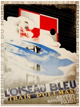 2487.L&#39; Oseau Bleu.Blue ocean railroad design 18x24 Poster.Decor Art.Train - £21.99 GBP