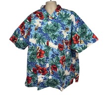 King Size Mens Vintage Hawaiian Aloha Tiki Floral Button Up Shirt 4XL Pocket New - $39.59