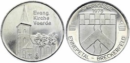 1978 Voerde Church Kirche Ennepetal Breckerfeld Germany Token Coin German Bank - £29.07 GBP