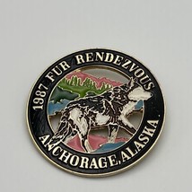 1987 Anchorage Alaska Fur Rondy Rendezvous Wolf Large Pin Medal - £19.63 GBP