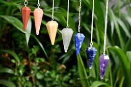 Set of 7 Chakra Faceted Cone Pendulums Healing Dowsing Crystal Pendulums - £26.15 GBP