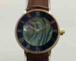 Vintage Gitano Watch Women 24mm Gold Tone Abalone Dial Leather Band New ... - $29.69