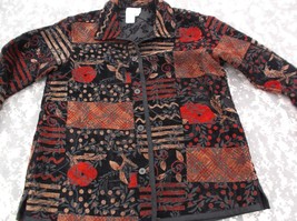 Coldwater Creek Red Black &amp; Tan Textured Women&#39;s Small Dress Jacket Blaz... - £10.72 GBP