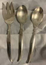 1847 Rogers Bros IS Flair Silver Plate 2 Serving Spoons &amp; Meat Fork - £14.68 GBP