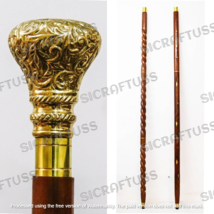 Walking Stick &amp; Brass Knob Handle  Gift For Grandpa,Gift For Dad,Gift Fo... - £17.24 GBP+