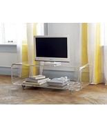 Acrylic TV table  32&quot; x 16&quot; x 20&quot; on casters made of 3/4&quot; clear or smoke... - £431.72 GBP